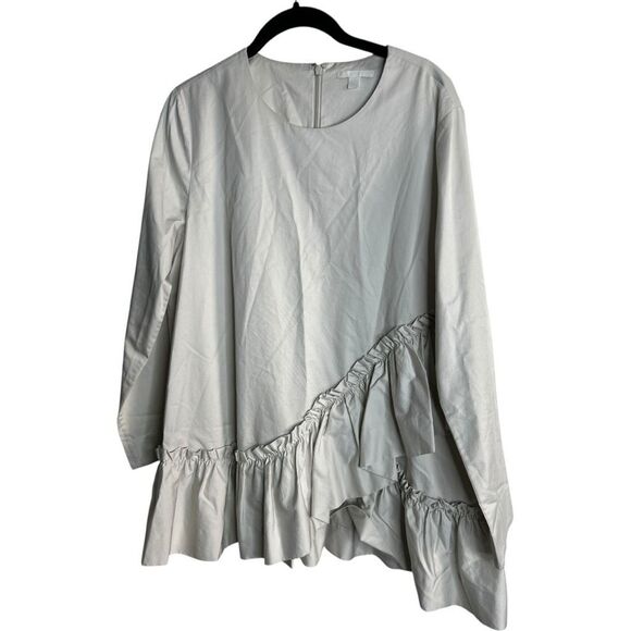 Cos Ruffle Asymmetrical Tunic Top Size 12 Victorian Neutral Elevated Basics - Picture 4 of 14